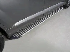 Пороги алюминиевые "Slim Line Silver" 2020 мм для автомобиля Audi Q7, TCC Тюнинг AUDIQ715-10S