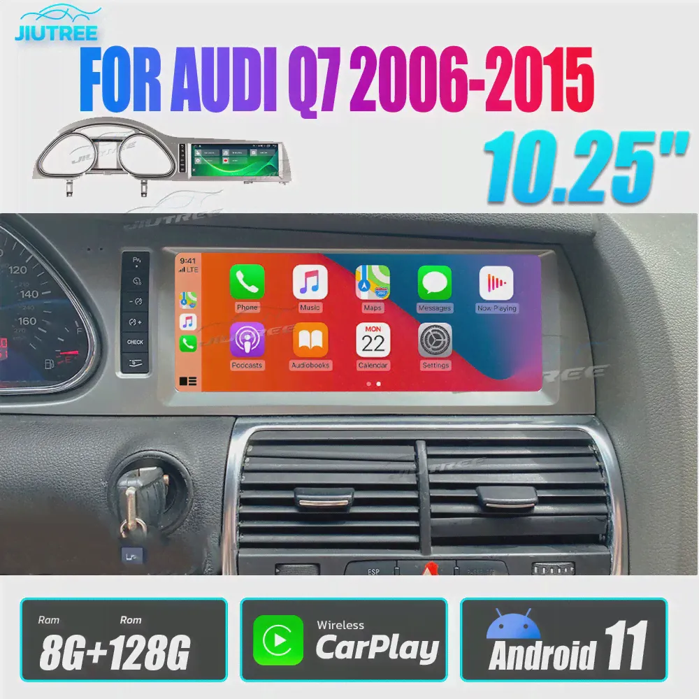 10,25-дюймовый Android 11 для Audi Q7 4L 2006-2015 MMI GPS Автомобильный мультимедийный плеер, навигация, автомагнитола CarPlay