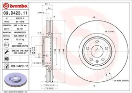 Передние тормозные диски Brembo 09.D423.11 на Audi Q7 (4M) рестайлинг