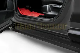 Пороги алюминиевые "Standart Black" 2100 черные Slitkoff для Audi Q7 2005-2015
